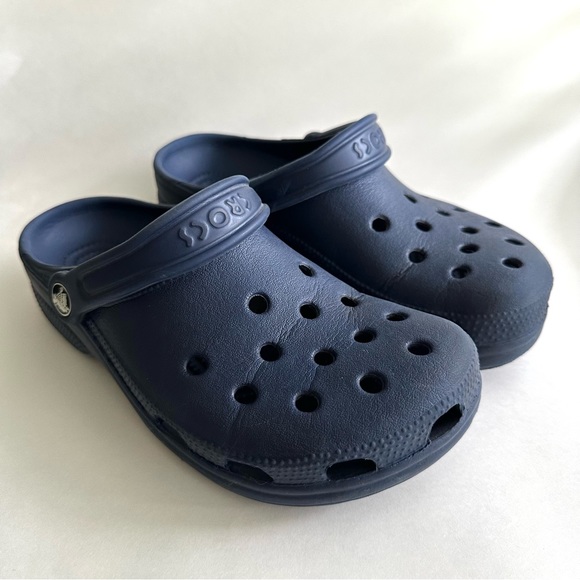 CROCS navy blue Clogs Waterproof Slip On water Shoes flip back strap W7 M5 - Picture 2 of 13